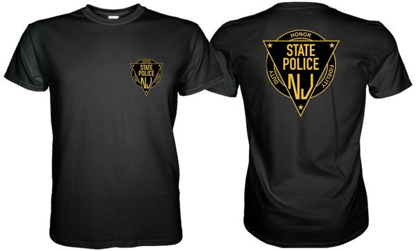 

new jersey state police black summer fashion letter printed t shirt 2019 men's casual printed cool tee shirts