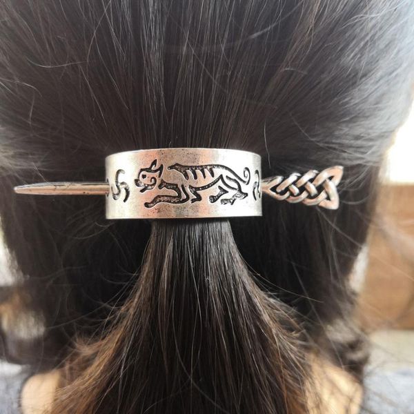 

hair clips & barrettes norse viking celtics cat hairpin accessory, Golden;silver