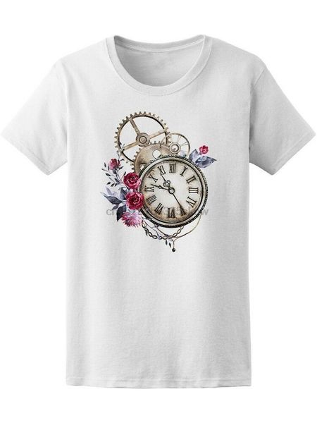 

watercolor steam punk clock tee womens -image by loose fit tee shirt
