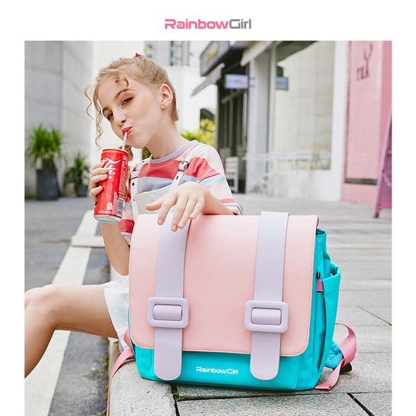 

stylish girls schoolbag primary school 1-3-6 grade brand students backpack, Blue