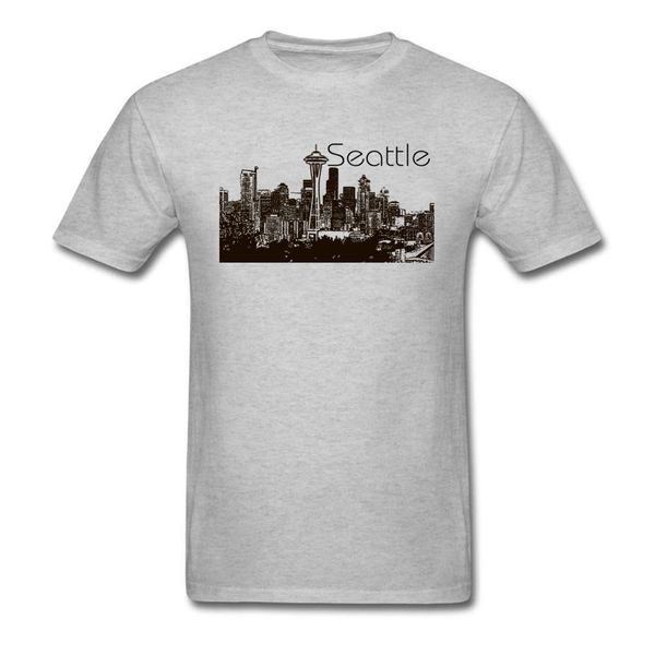 

seattle t shirts grey t-shirt men cotton tshirt o neck retro vintage tees nostalgic style summer clothes custom fashion