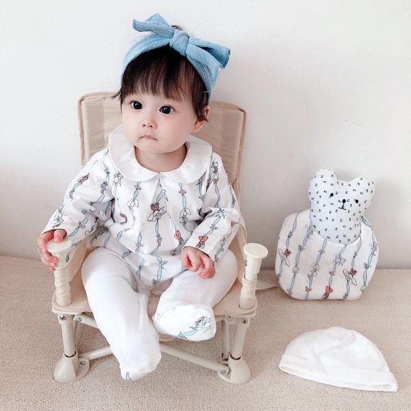 

2020 newborn baby clothing rompers autumn winter cotton kids jumpsuits, Blue