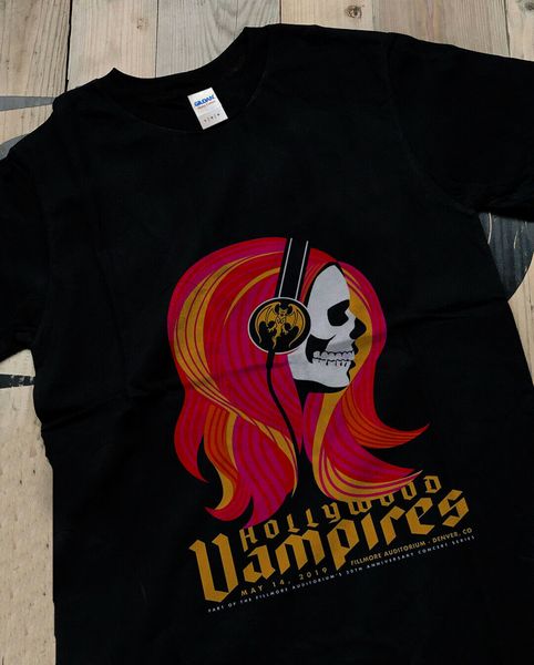 

new hollywood vampires tour mey 14, 2020 denver, co - black shirt s-2xl - summer short sleeves cotton t-shirt fashion