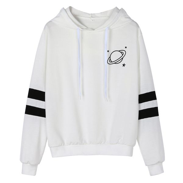 

fashion womens planet printing long sleeve hoodie sweatshirt casual cool chic print cute hooded pullover blouse, Black