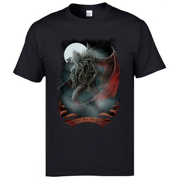 

cthulhu ry leah monster all cotton shirt for men geek t-shirts summer company round collar tees customized fast shipping