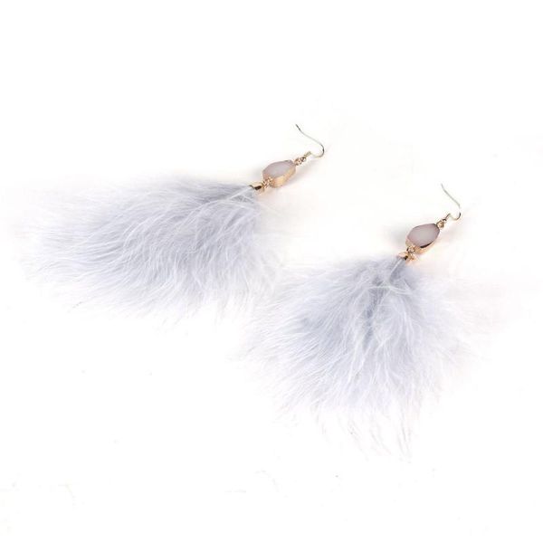 

elegant women feather earrings charming ladies party long dangle earrings jewelry dangle earwear for wedding party girls gifts, Silver