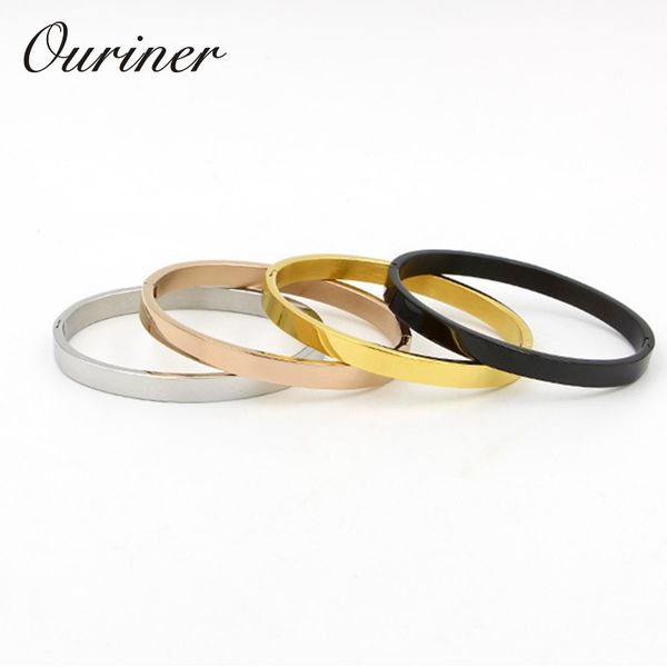 

simple couple jewelry stainless steel rose gold-color smooth lover bangle buckle lover bangles & bangles for men women k0062-1, Black