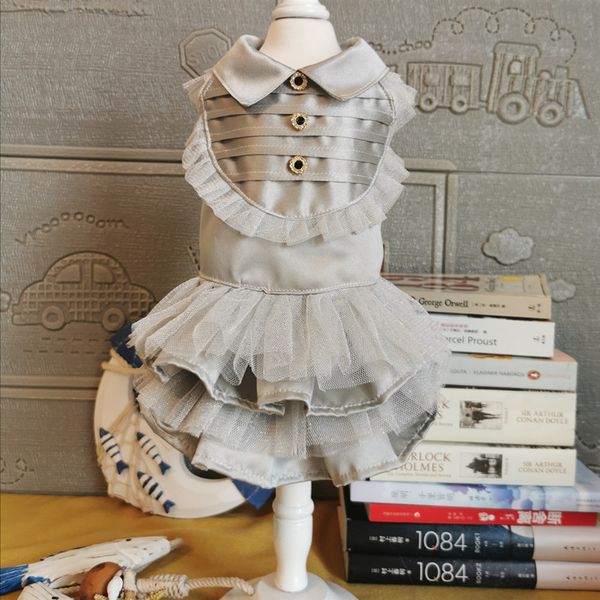 

handmade clothes dog apparel pet princess dress grey outfit classic fashion cat suit poodle yorkie maltese