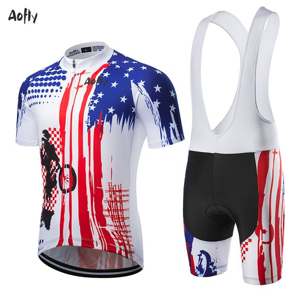 

cycling clothing set ciclismo short sleeve non-slip mtb abbigliamento american flag style personalized road car background, Black;blue
