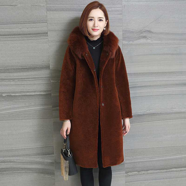 

women's fur & faux 2021 autumn winter wool pink with trim hood vestidos women casualthick warm fashion jacket elegant x-long coats, Black