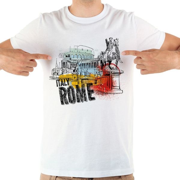 

italy roma milano naples napoli venice pisa watercolor landmarks funny t shirt men summer new white casual homme cool tshirt