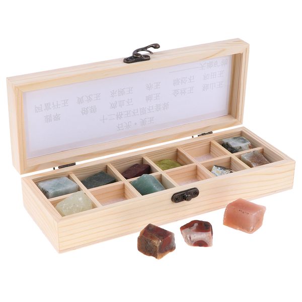 

rock & mineral collection geology science kit earth science toy - box of 12 pieces natural jade gemstone specimens