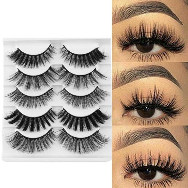 

5 pairs mixing styles lashes 3d faux mink hair false eyelashes wispy thick soft eye lashes extension natural makeup tools