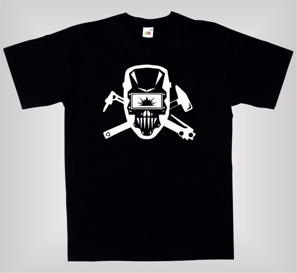 

2019 t shirt men personality tee welder skull crossbones mash up awesome funny men's tee shirt