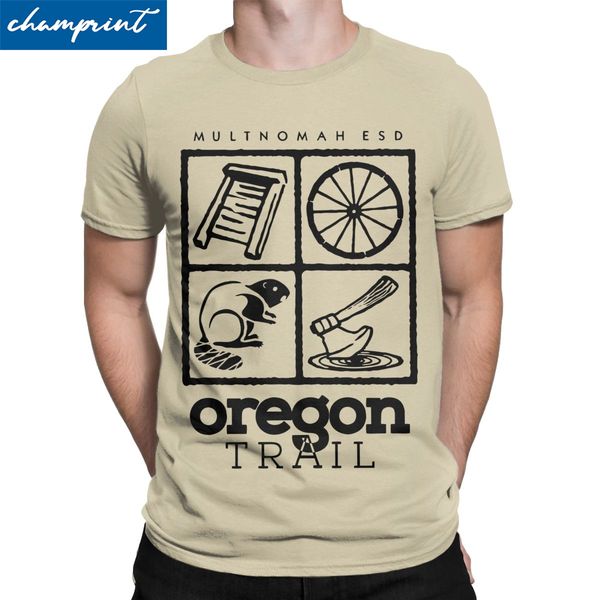 

cool oregon trail logo t-shirts men round neck t shirts retro multnomah video game geek short sleeve tees original clothes