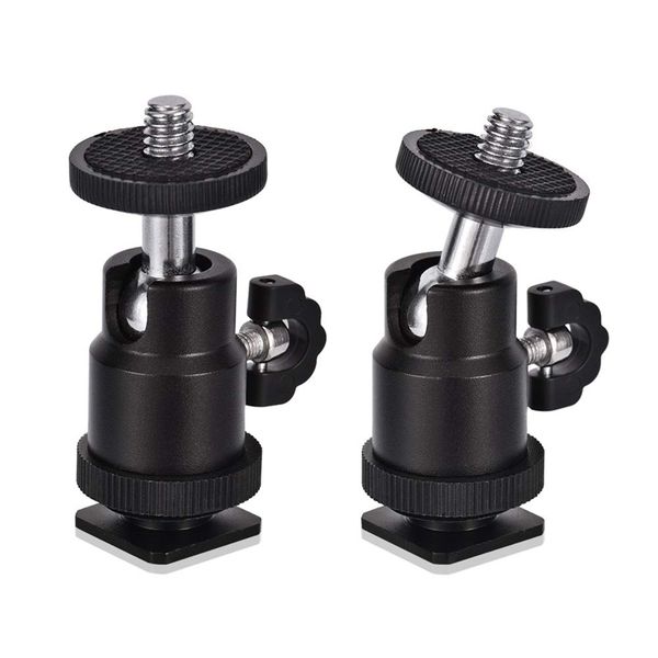 

stabilizers mini ball head [2 pack] with shoe mount adapter 360 degree 1/4 inch small heads lightweight swivel micro-ballhead for d