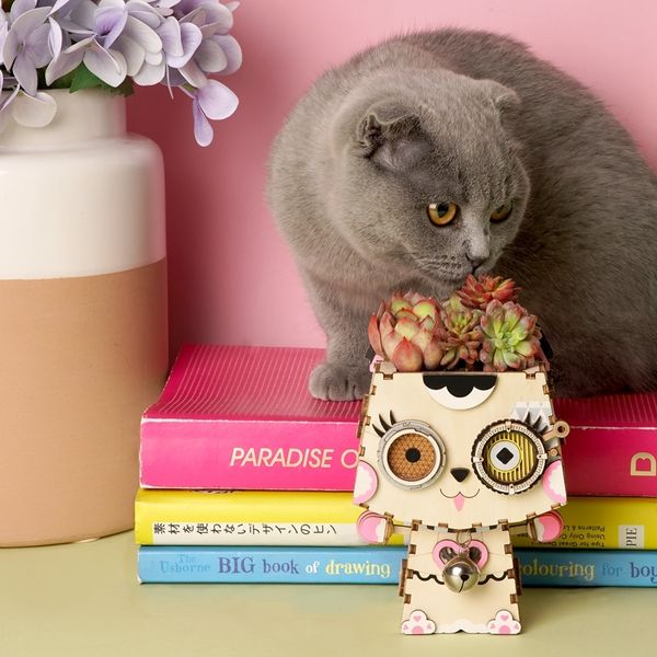 

robotime 5 типы симпатичные животные робот цветочный горшок дети взрослых креативный 3d деревянные головоломки игры модели здания наборы игр