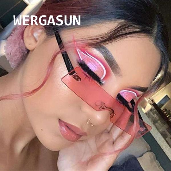 

sunglasses wergasun small rectangle women fashion clear red rimless shades men uv400, White;black