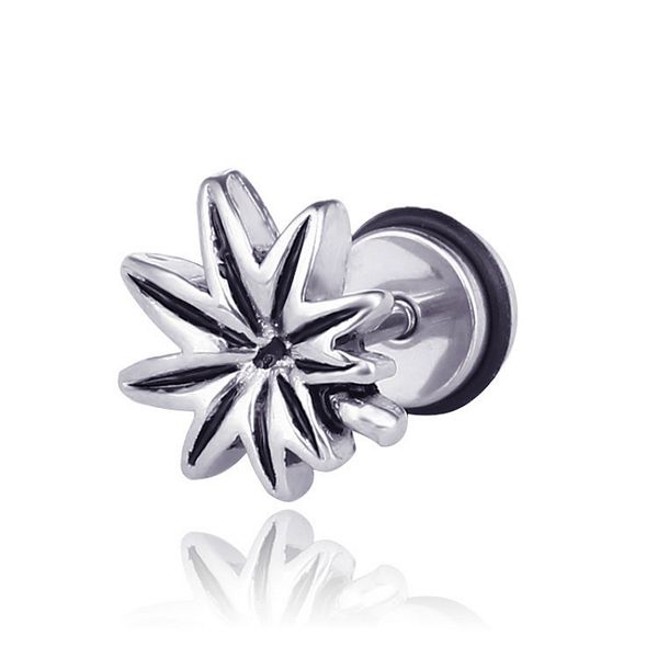 

stainless steel leaf stud earring women silver color trendy hip hop jewelry rock punk small earrings fashion party, Golden;silver