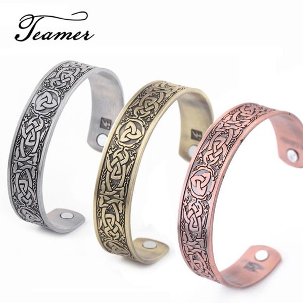 

teamer viking bangles for men health care cuff magnetic therapy bracelet lucky celtics knot wicca bangle vintage amulet jewelry, Black
