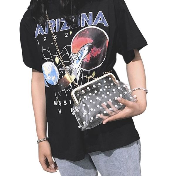 

transparent fashion woman crossbody bag ladies totes pearl handbag chain shoulder bag women wedding