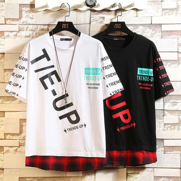 

summer short sleeves harajuku korea fashion white t-shirt streetwear one piece hip hop rock punk men tees tshirt clothes kg-72, White;black
