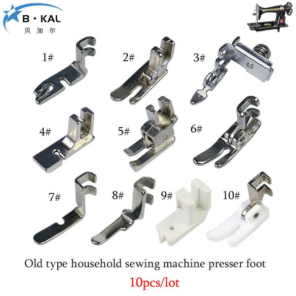 

sewing notions & tools 10pcs/lot old type household machine presser foot, Black