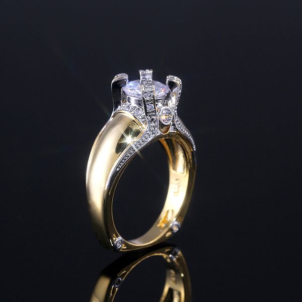 

februaryfrost brand creatice exquisitering classic solitaire cubic zircon stone gold color women wedding rings band with size 615627869, Slivery;golden