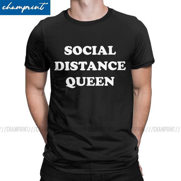 

social distance queen t-shirts men trendy funny graphic introvert self quarantine t shirts grunge vintage tees plus size clothes