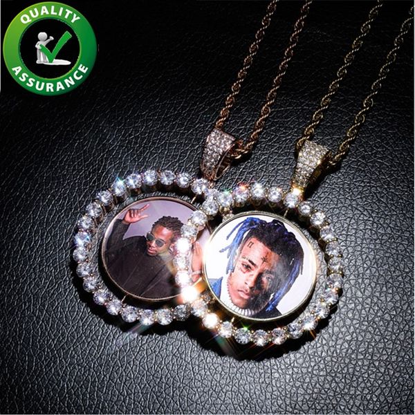 

Iced Out Pendant Hip Hop Bling Chains Jewelry Men Luxury Designer Necklace Diamond Tennis Chain Photo Frame Pendants Rapper Fashion Charms
