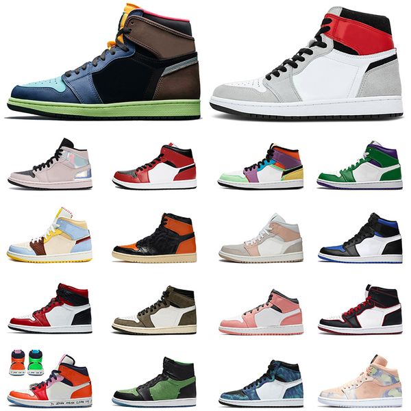 

2020 retro high og light hack smoke grey jumpman 1 1s milan womens trainers pherspective mens basketball shoes satin-snake sneakers size 13, White;red