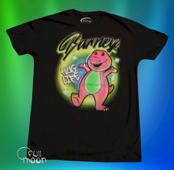 

new barney hug life spray paint vintage throwback mens t-shirt