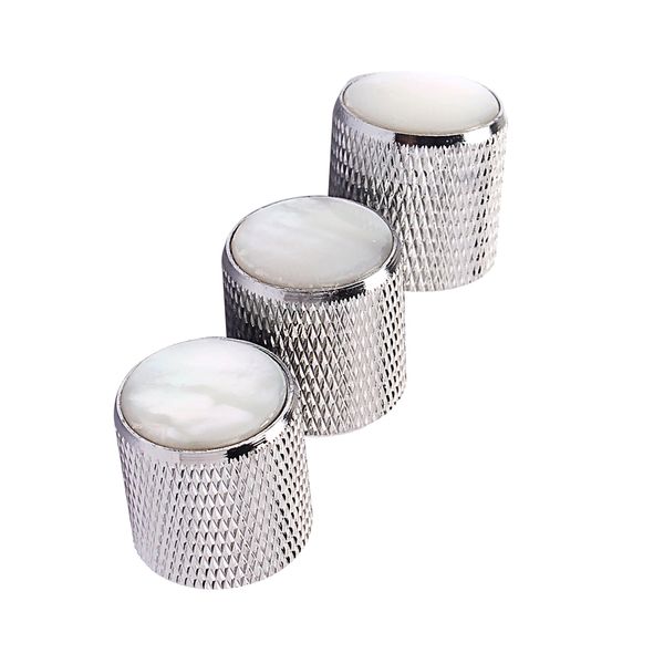 

3 pcs volume tone control metal knob silver with pearl for guitar bass