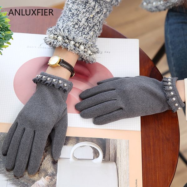 

five fingers gloves h9885 korean women fashion windproof warm thin outdoor mittens autumn winter cycling driving simple students hand muff, Blue;gray