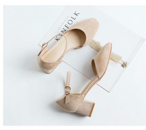 

women pumps square toe thick high heels 4.5cm sandals summer shoes woman solid gladiator sandals plus size h0013on, Black