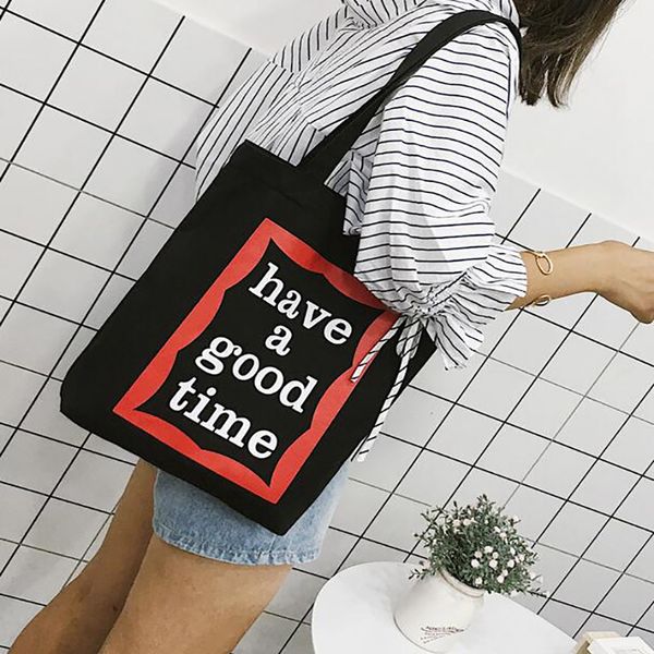 

2020 casual shoulder messenger canvas bag female shoulder bag fresh literary student have good time reusable shopping