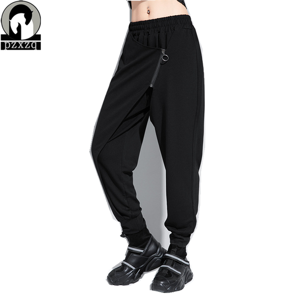 

women pants 2020 autumn winter fashion female solid high waist loose harem pant pencil trousers casual cargo pants streetwear, Black;white