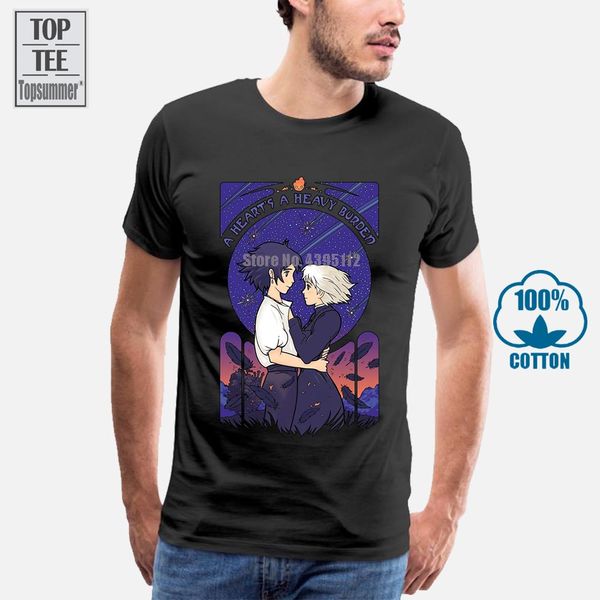 

howl's moving castle a heart's a heavy burden t shirt black cotton men s 4xl