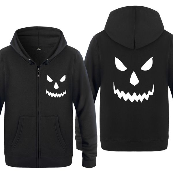 

halloween scary - pumpkin orane face gift hoodies men 2018 men's fleece zipper cardigans hooded sweatshirts