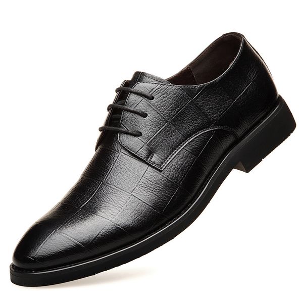 

dress shoes men leather formal lace up oxfords fashion retro elegant work footwear business plus size 2021 rtg5, Black