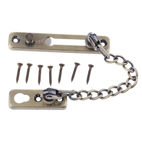 

high security auxiliary lock stainless steel door chain guard lock bolt swing bar home security bronze1
