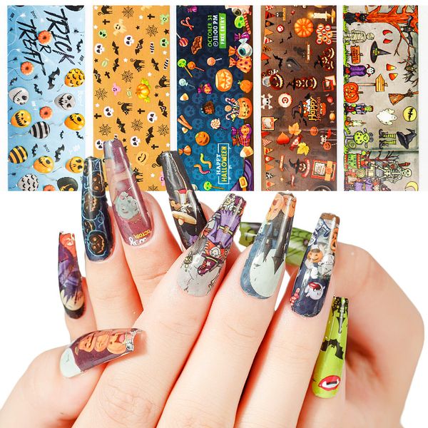 

10rolls/box nail stickers christmas halloween starry sky paper transfer diy decoration nail art decal nails accessories manicure, Black