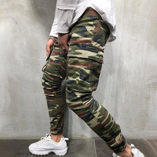 

vicabo 2020 fashion men denim pants camouflage sports pants fitness workout joggers sweatpants hip hop mens trousers, Blue