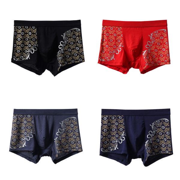 

underpants 4pcs\lot mens underwear soft boxers fashion print boxer men modal shorts plus size lot, Black;white