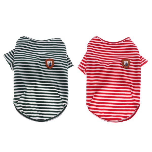 

2pcs m dog shirts striped dog t-shirt puppy clothes small medium large dogs