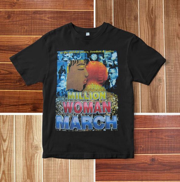 

t-shirt 90s million woman march bootleg 2 sided rap(1