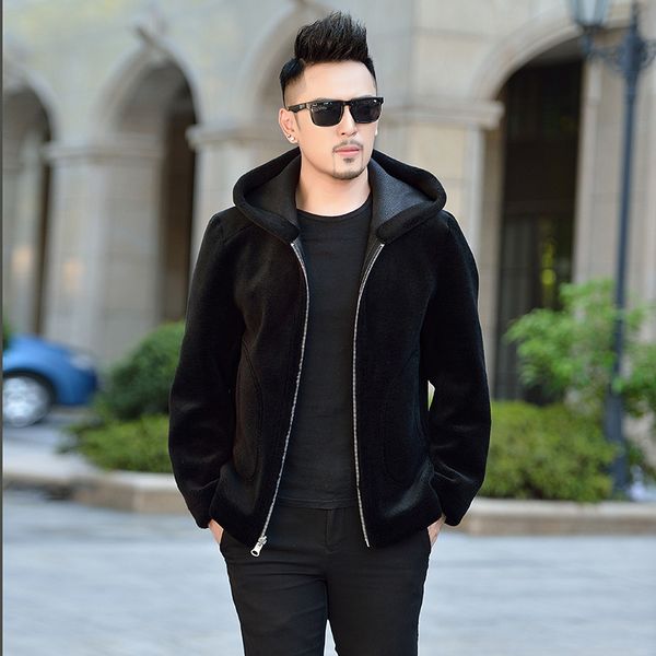 

real fur coat winter jacket men double side wear sheep shearling real fur coat men warm wool jackets veste homme 8070 yy1205, Black