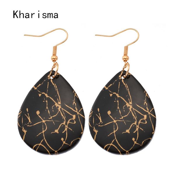 

dangle & chandelier kharisma 2021 fashion natural shell paintings marble texture water drop round earrings for women's wedding party gi, Silver