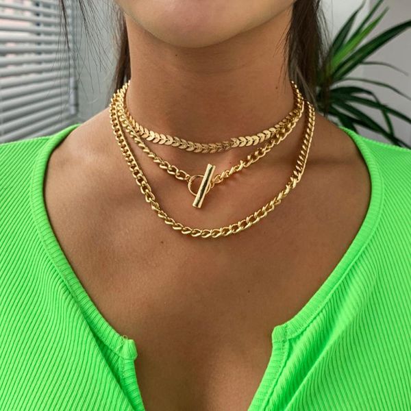 

pendant necklaces lalynnly fashion multi layer chain gold color choker chains necklace for women girls vintage jewelry acessories n7488, Silver