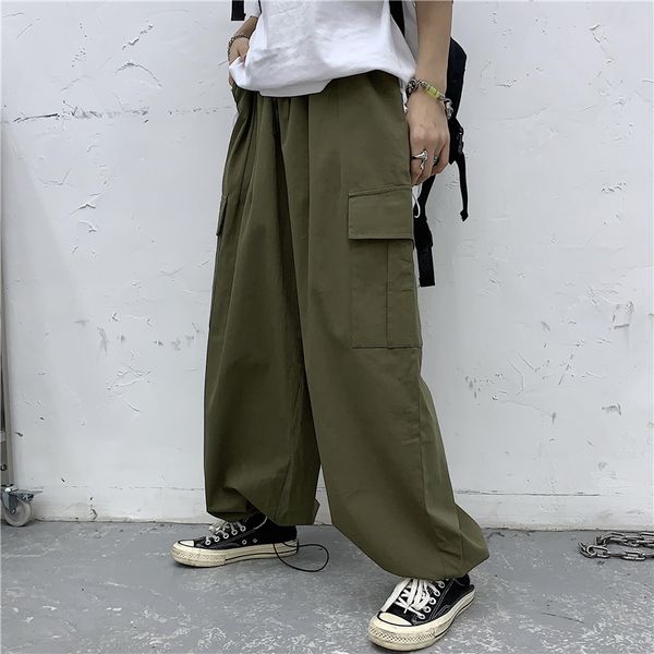 

women's pants & capris high waist harajuku clothing pockets moda feminina loose straight spring fall ulzzang safari elastic, Black;white